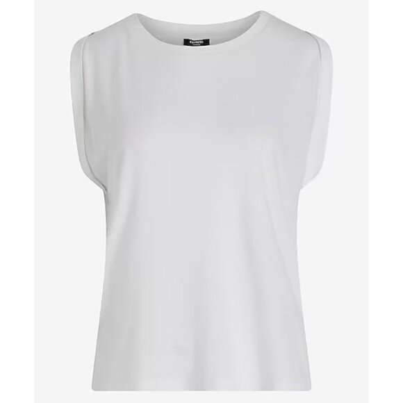 Express Women's Linen Blend Crew Neck Muscle Tank White Size XS NWT $34 - Picture 4 of 15